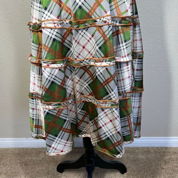 Coconinno 'Ever So Sweetheart' Plaid Dress Green rust orange cream size S boho - Picture 13 of 14